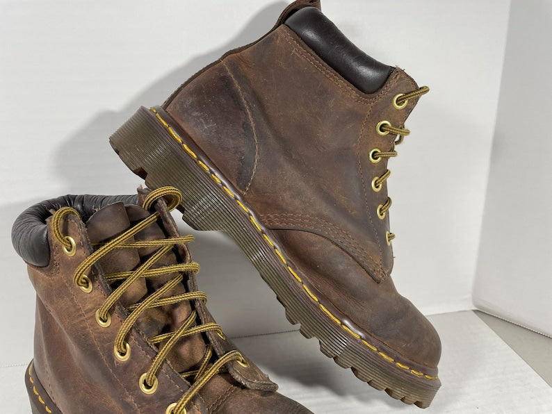 Vintage Doc Martens Boots Distressed Brown 90's Ankle Dr Martens
